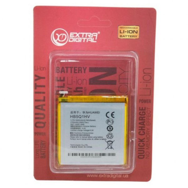 Акумуляторна батарея EXTRADIGITAL Huawei Ascend P1 XL U9200E (Original, 2600 mAh) (BMH6396)