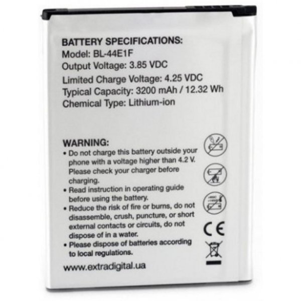 Акумуляторна батарея EXTRADIGITAL LG V20 (BL-44E1F) 3200 mAh (BML6431)