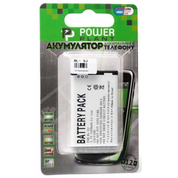 Акумуляторна батарея PowerPlant Nokia BL-5J (C3, 5228, 5230, 5235, 5800, N900, X6) (DV00DV6049)