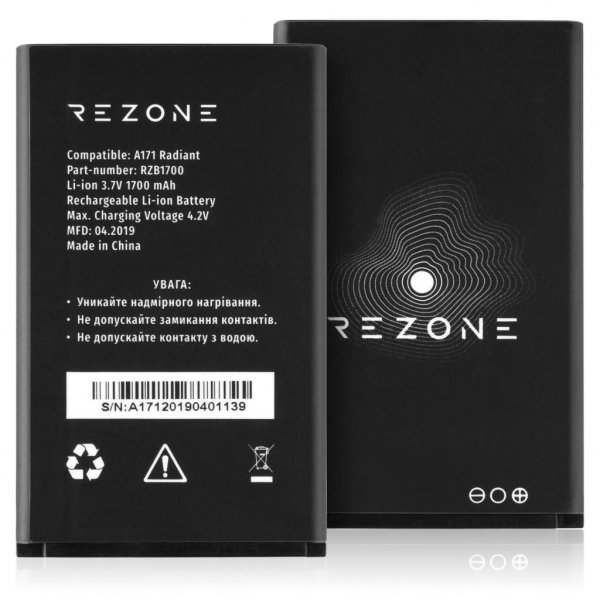 Акумуляторна батарея Rezone для A171 Radiant 1700mah (and all compatible with BL-17C) (BL-17C)