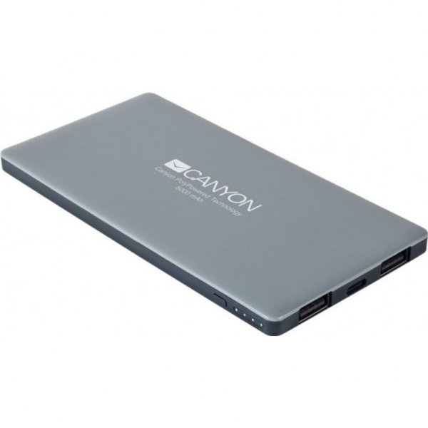 Батарея універсальна CANYON 5000mAh, Input 5V/2A, Output 5V/2A(Max), Dark Gray (CNS-TPBP5DG) Батарея універсальна CANYON 5000mAh, Input 5V/2A, Output 5V/2A(Max), Dark Gray (CNS-TPBP5DG)