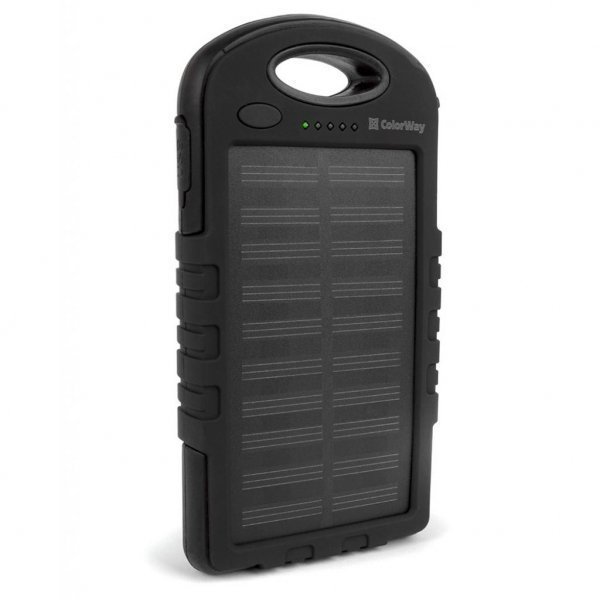 Батарея універсальна ColorWay 6000 mAh Black, Solar Charge (CW-PB060LPA2BK-SF) Батарея універсальна ColorWay 6000 mAh Black, Solar Charge (CW-PB060LPA2BK-SF)