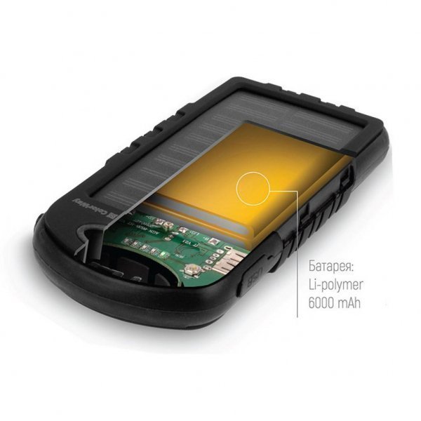 Батарея універсальна ColorWay 6000 mAh Black, Solar Charge (CW-PB060LPA2BK-SF) Батарея універсальна ColorWay 6000 mAh Black, Solar Charge (CW-PB060LPA2BK-SF)