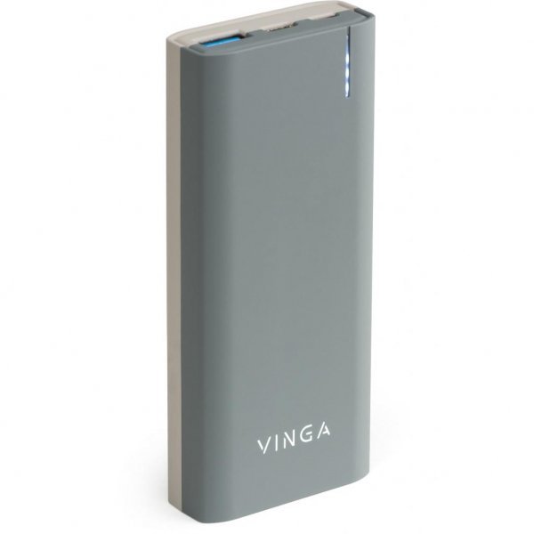 Батарея універсальна Vinga 10000 mAh QC3.0 PD soft touch dark grey (BTPB3810QCRODG)