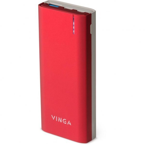 Батарея універсальна Vinga 10000 mAh QC3.0 PD soft touch red (BTPB3810QCROR)