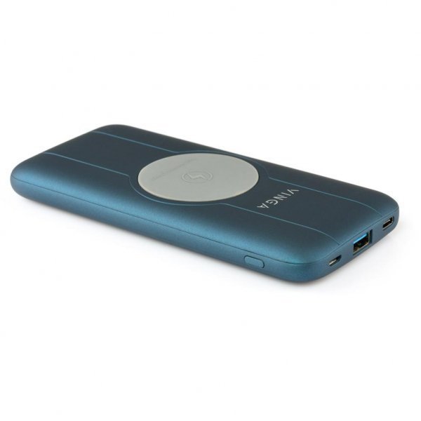 Батарея універсальна Vinga 10000 mAh Wireless QC3.0 PD soft touch blue (BTPB3510WLROBL)