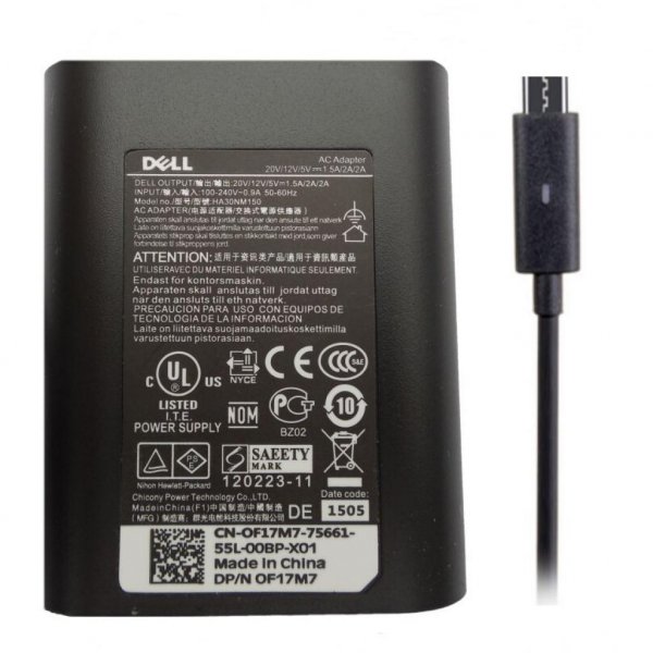 Блок живлення до ноутбука Dell 45W 20V, 2.25A + 5V, 2A, роз'єм USB Type C, Oval-корпус (LA45NM150)