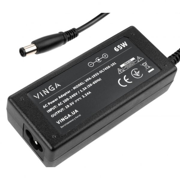 Блок живлення до ноутбука Vinga DELL 65W 19.5V 3.34A коннектор 7.4*5.0 (VPA-1933-DL7450-101)