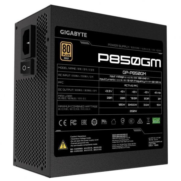 Блок живлення GIGABYTE 850W (GP-P850GM)