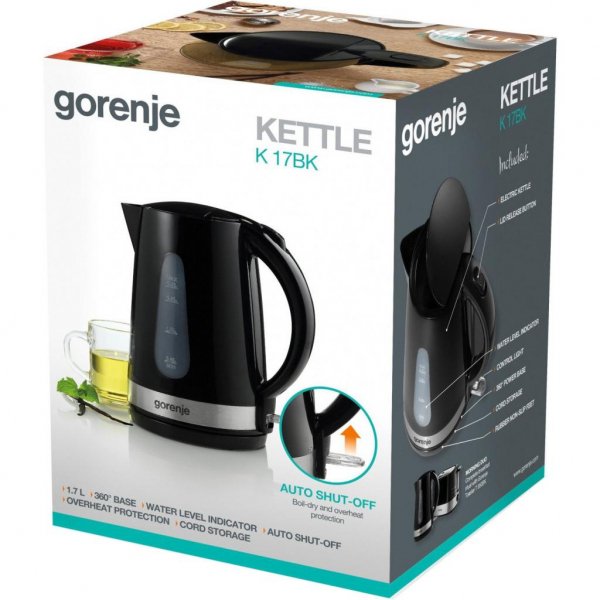 Електрочайник Gorenje K 17 BK (K17BK)