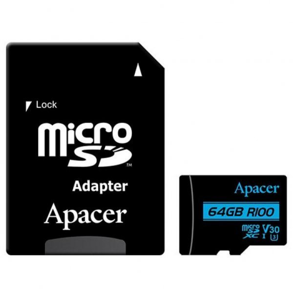 Карта пам'яті Apacer 64GB microSDHC class 10 UHS-I U3 V30 (AP64GMCSX10U7-R) Карта пам'яті Apacer 64GB microSDHC class 10 UHS-I U3 V30 (AP64GMCSX10U7-R)