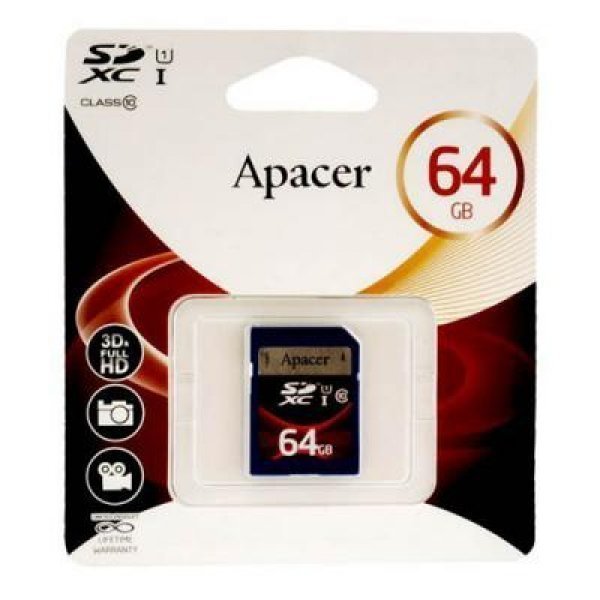 Карта пам'яті Apacer 64GB SDXC UHS-I Class10 RP (AP64GSDXC10U1-R)