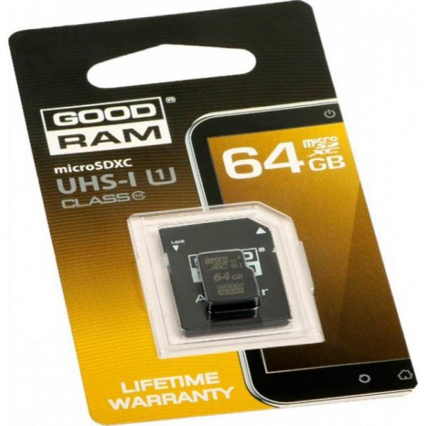 Карта пам'яті GOODRAM 64GB microSDXC Class 10 UHS-I (M1AA-0640R11) Карта пам'яті GOODRAM 64GB microSDXC Class 10 UHS-I (M1AA-0640R11)