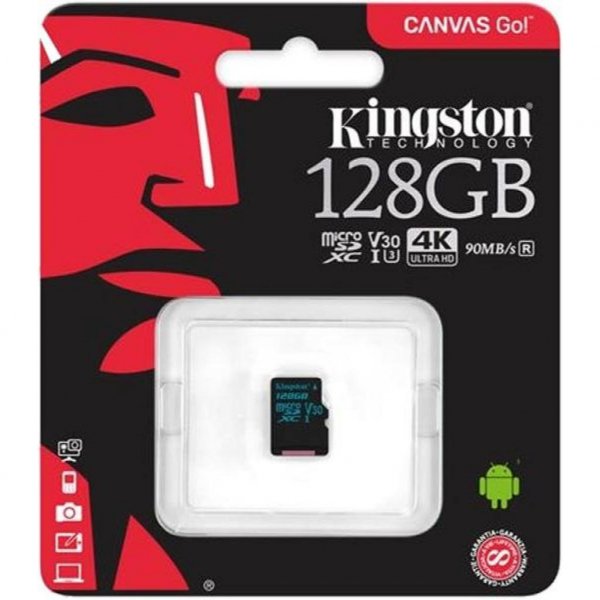 Карта пам'яті Kingston 128GB microSD class 10 UHS-I U3 Canvas Go (SDCG2/128GBSP)