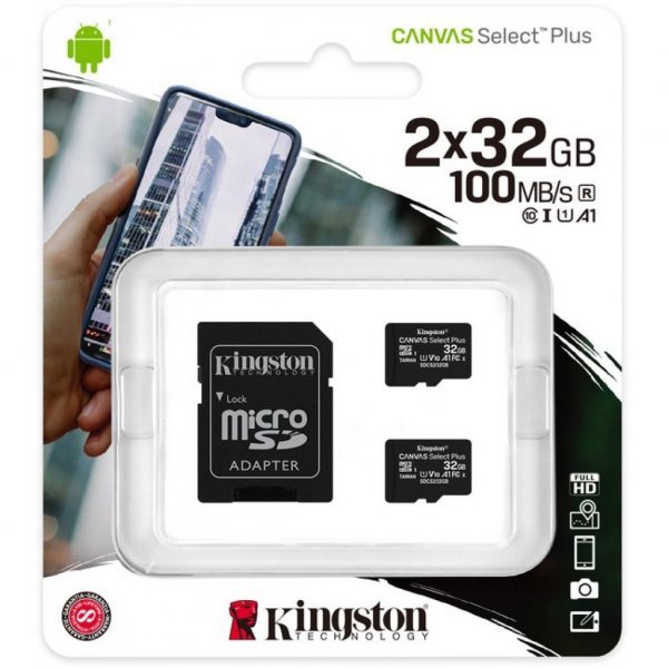 Карта памяти microsdhc uhs i u1 kingston canvas select plus 32 гб