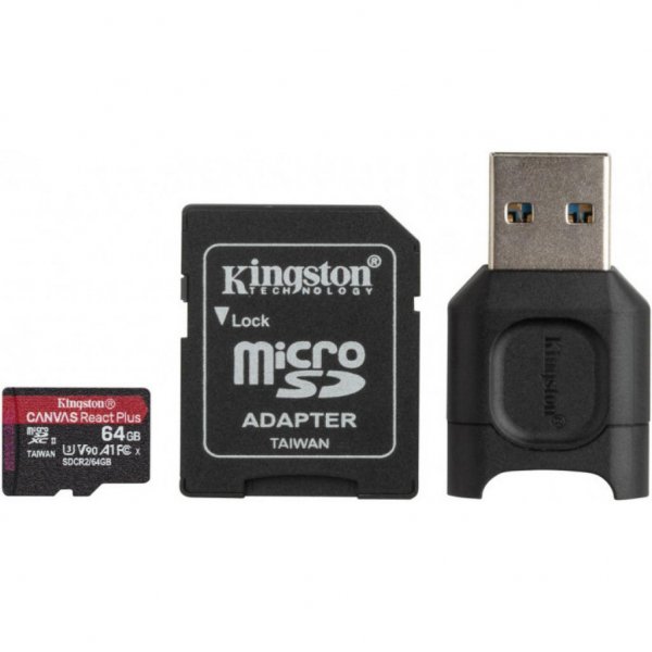 Карта пам'яті Kingston 64GB microSDXC class 10 Canvas React+ (MLPMR2/64GB) Карта пам'яті Kingston 64GB microSDXC class 10 Canvas React+ (MLPMR2/64GB)