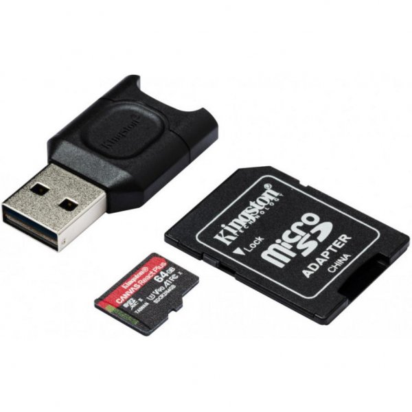 Карта пам'яті Kingston 64GB microSDXC class 10 Canvas React+ (MLPMR2/64GB) Карта пам'яті Kingston 64GB microSDXC class 10 Canvas React+ (MLPMR2/64GB)