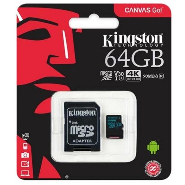 Карта пам'яті Kingston 64GB microSDXC class 10 UHS-I U3 Canvas Go (SDCG2/64GB)