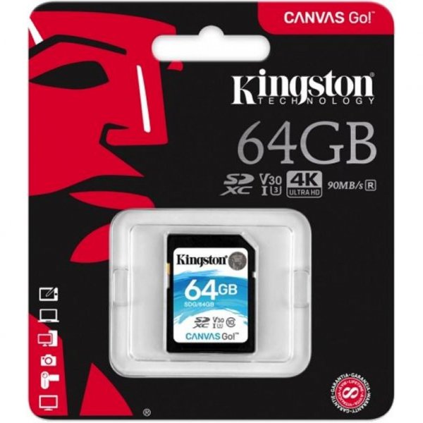 Карта памяти microsdxc uhs i u3 kingston canvas go plus 64 гб