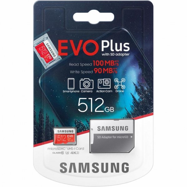 Карта пам'яті Samsung 512GB microSD class 10 UHS-I U3 Evo Plus V2 (MB-MC512HA/RU) Карта пам'яті Samsung 512GB microSD class 10 UHS-I U3 Evo Plus V2 (MB-MC512HA/RU)