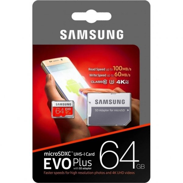 Карта пам'яті Samsung 64GB microSDXC class 10 UHS-I U1 Evo Plus V2 (MB-MC64HA/RU)