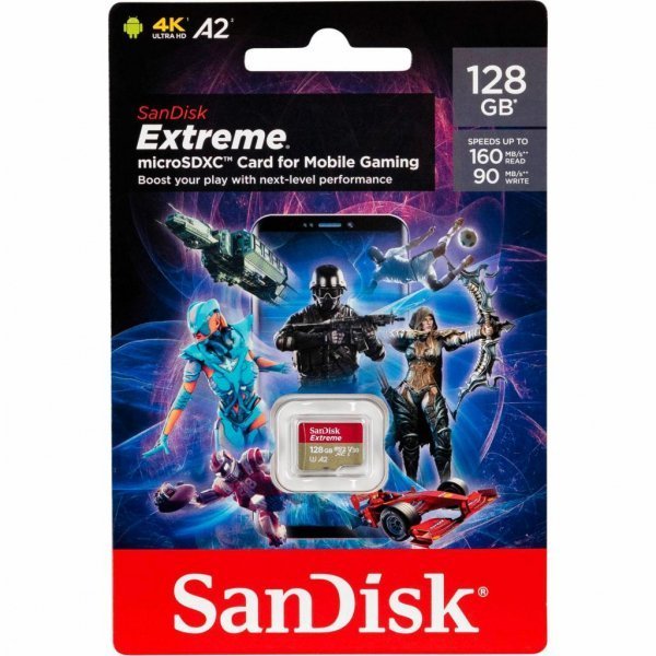 Карта пам'яті SANDISK 128GB microSD class 10 UHS-I U3 V30 A2 Extreme Mobile Gaming (SDSQXA1-128G-GN6GN)