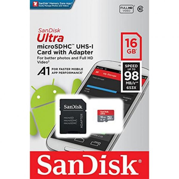 Карта пам'яті SANDISK 16GB microSDHC class 10 UHS-I A1 Ultra (SDSQUAR-016G-GN6IA)