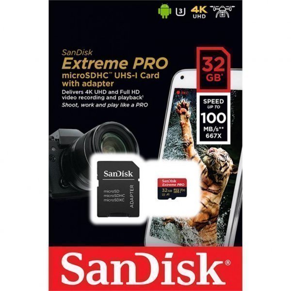 Карта пам'яті SANDISK 32GB microSDHC class 10 V30 A1 UHS-I U3 4K Extreme Pro (SDSQXCG-032G-GN6MA) Карта пам'яті SANDISK 32GB microSDHC class 10 V30 A1 UHS-I U3 4K Extreme Pro (SDSQXCG-032G-GN6MA)