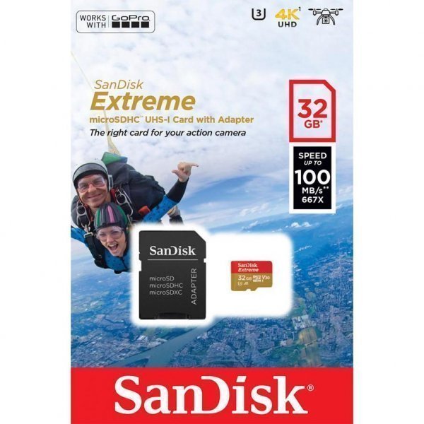 Карта пам'яті SANDISK 32GB microSDHC class 10 V30 A1 UHS-I U3 Extreme Action (SDSQXAF-032G-GN6AA)