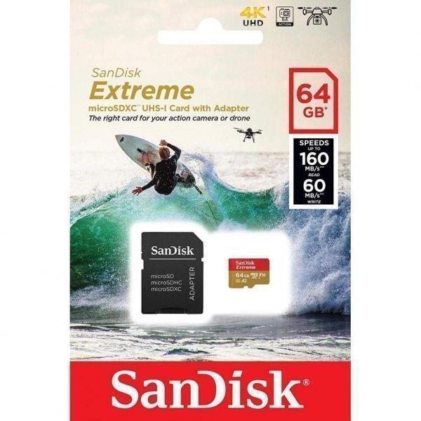 Карта пам'яті SANDISK 64GB microSD class 10 UHS-I U3 A2 EXTREME (SDSQXA2-064G-GN6AA)