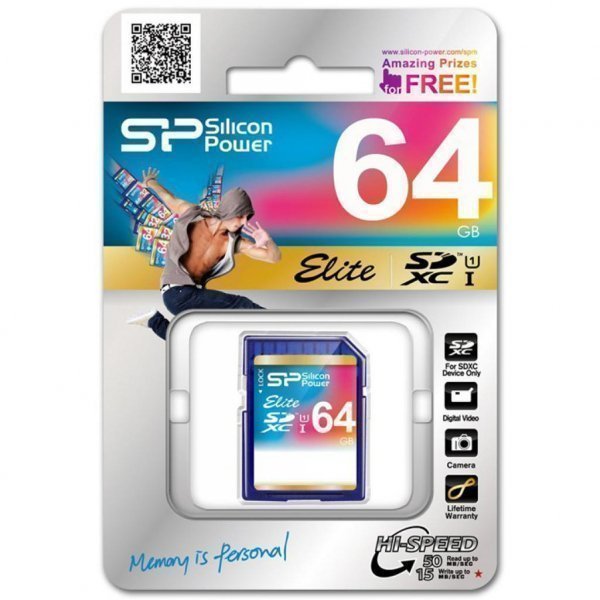 Карта пам'яті Silicon Power 64Gb SDXC class 10 UHS-I Elite (SP064GBSDXAU1V10)
