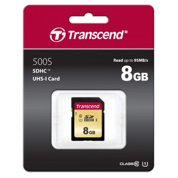 Карта пам'яті Transcend 8GB SDHC class 10 UHS-I U1 (TS8GSDC500S)