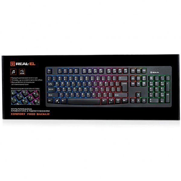 Клавіатура REAL-EL 7000 Comfort Backlit, black