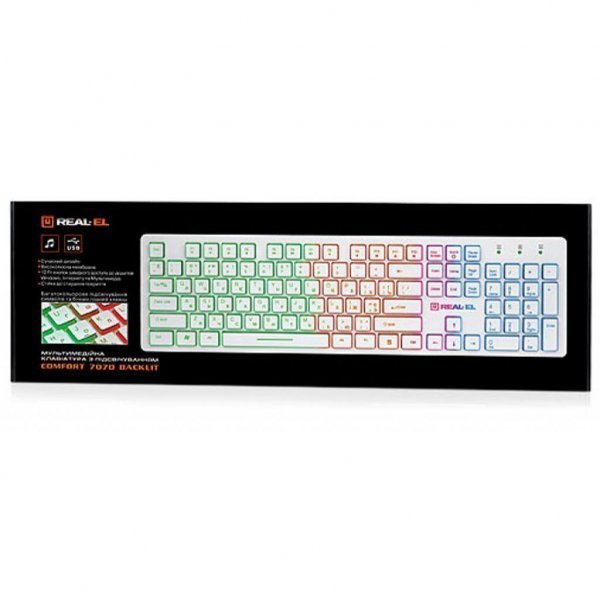 Клавіатура REAL-EL 7070 Comfort Backlit, white
