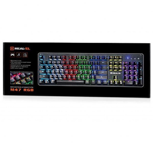 Клавіатура REAL-EL M47 RGB, black Клавіатура REAL-EL M47 RGB, black