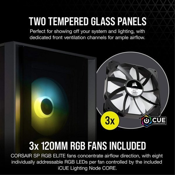 Корпус до комп'ютера CORSAIR iCUE 4000X RGB Tempered Glass Black (CC-9011204-WW)