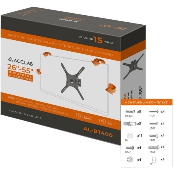 Кронштейн до телевізора ACCLAB AL-BT400 (1283126504679) Кронштейн до телевізора ACCLAB AL-BT400 (1283126504679)