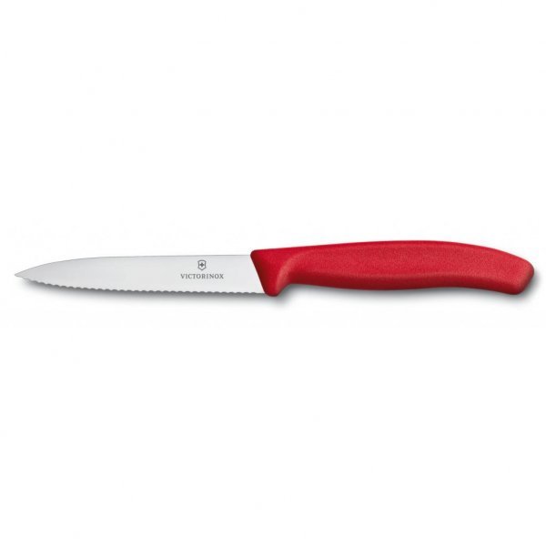 Кухонний ніж Victorinox SwissClassic для нарізки 10 см, хвилясте лезо, червоний (6.7731)