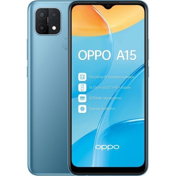 Мобільний телефон Oppo A15 2/32GB Mystery Blue (OFCPH2185_BLUE_2/32) Мобільний телефон Oppo A15 2/32GB Mystery Blue (OFCPH2185_BLUE_2/32)