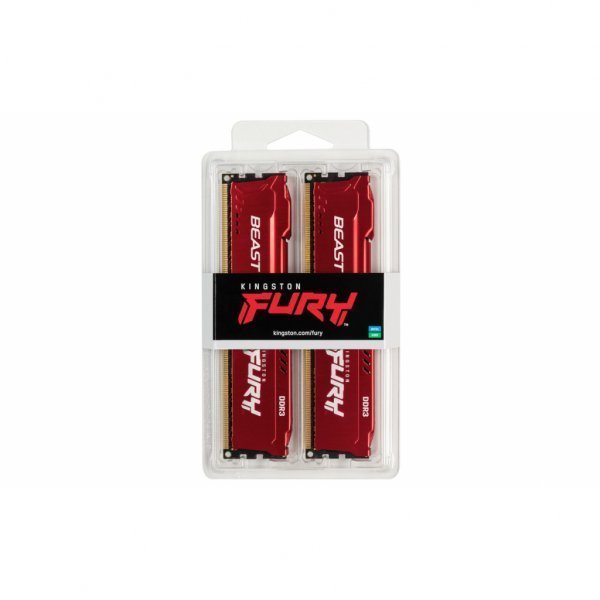 Модуль пам'яті до комп'ютера DDR3 16GB (2x8GB) 1600 MHz Fury Beast Red HyperX (Kingston Fury) (KF316C10BRK2/16)