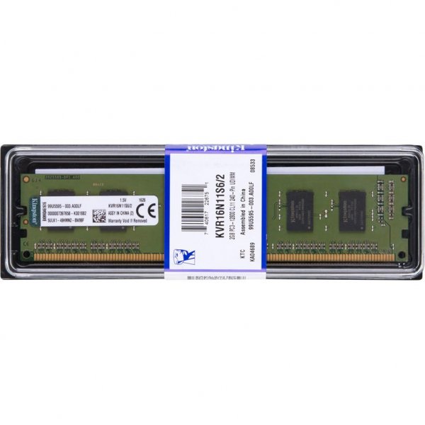 Модуль пам'яті до комп'ютера DDR3 2GB 1600 MHz Kingston (KVR16N11S6/2)