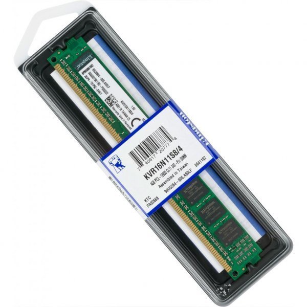 Модуль пам'яті до комп'ютера DDR3 4GB 1600 MHz Kingston (KVR16N11S8/4)