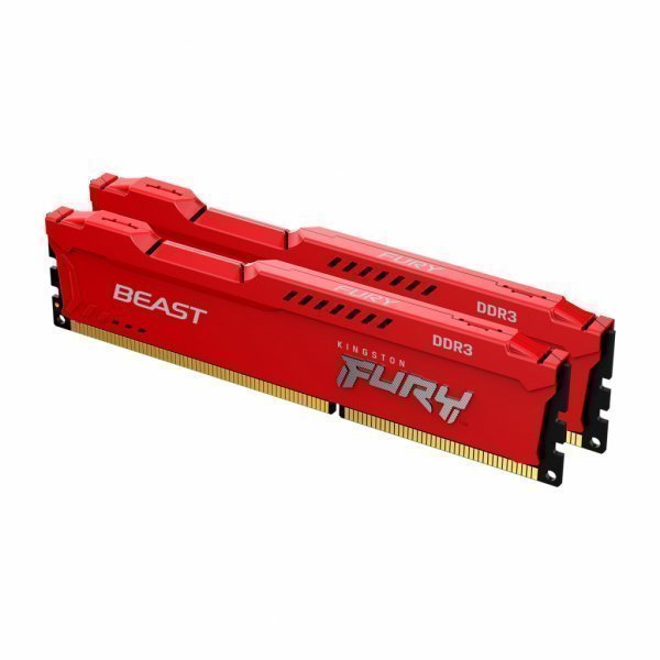 Модуль пам'яті до комп'ютера DDR3 8GB (2x4GB) 1600 MHz Fury Beast Red HyperX (Kingston Fury) (KF316C10BRK2/8)