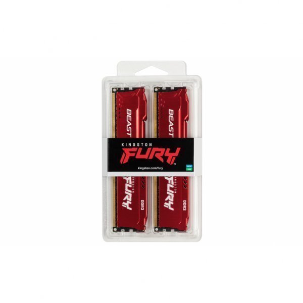 Модуль пам'яті до комп'ютера DDR3 8GB (2x4GB) 1600 MHz Fury Beast Red HyperX (Kingston Fury) (KF316C10BRK2/8)