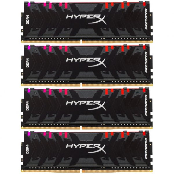 Модуль пам'яті до комп'ютера DDR4 128GB (4x32GB) 3600 MHz HyperX Predator RGB Kingston (HX436C18PB3AK4/128)