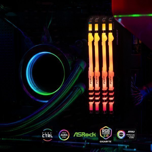 Модуль пам'яті до комп'ютера DDR4 16GB 2666 MHz Fury Beast RGB HyperX (Kingston Fury) (KF426C16BB1A/16) Модуль пам'яті до комп'ютера DDR4 16GB 2666 MHz Fury Beast RGB HyperX (Kingston Fury) (KF426C16BB1A/16)