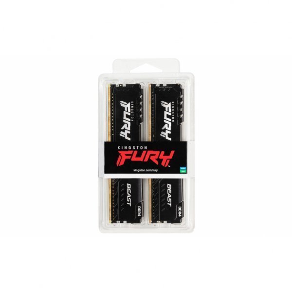 Модуль пам'яті до комп'ютера DDR4 16GB (2x8GB) 2666 MHz Fury Beast Black HyperX (Kingston Fury) (KF426C16BBK2/16)
