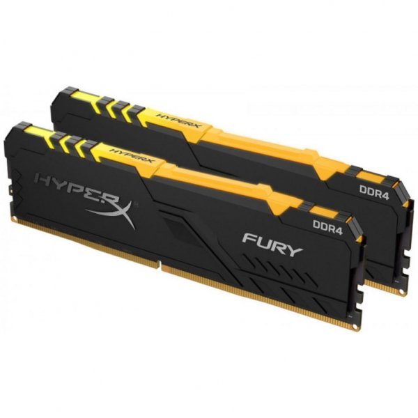 Модуль пам'яті до комп'ютера DDR4 16GB (2x8GB) 2666 MHz HyperX Fury Black RGB Kingston (HX426C16FB3AK2/16)