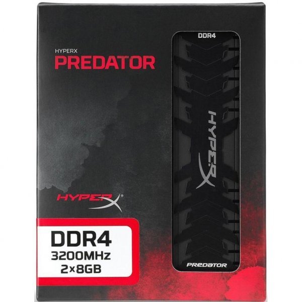 Модуль пам'яті до комп'ютера DDR4 16GB (2x8GB) 3200 MHz HyperX Predator Black Kingston (HX432C16PB3K2/16)