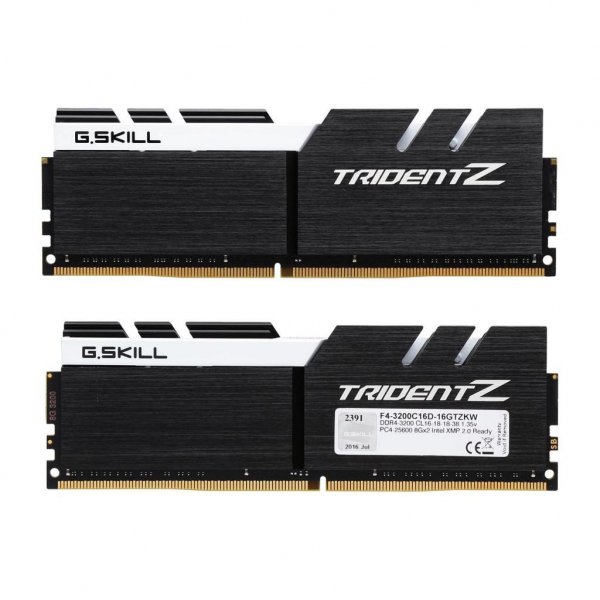 Модуль пам'яті до комп'ютера DDR4 16GB (2x8GB) 3200 MHz Trident Z Black H/White G.Skill (F4-3200C16D-16GTZKW)